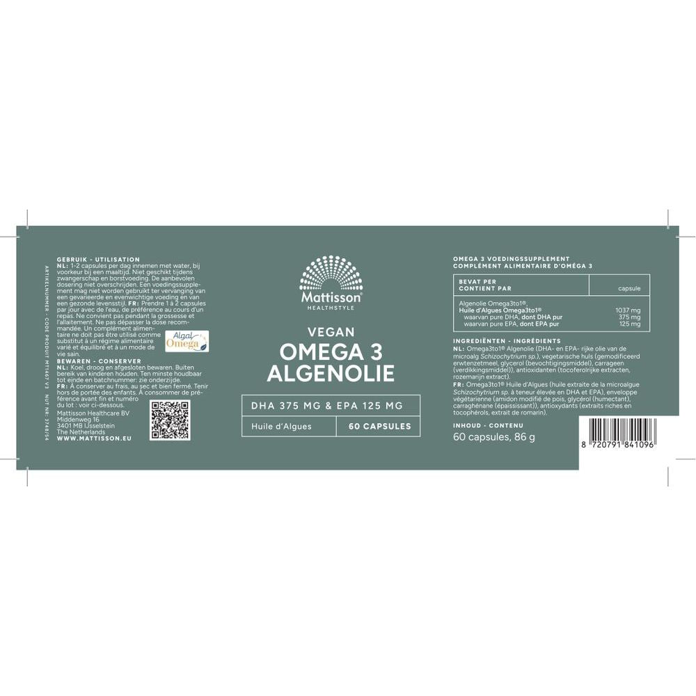 Mattisson Algenolie DHA 375 mg & EPA 125 mg