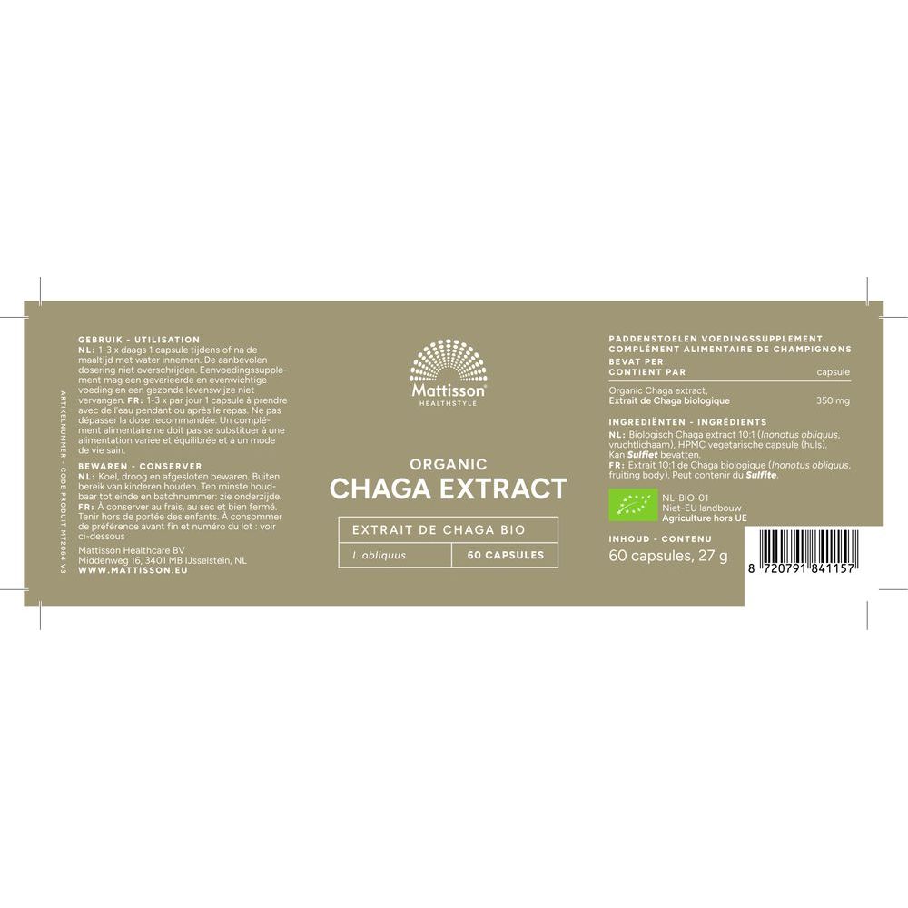Mattisson Chaga extract biologisch 60 capsules