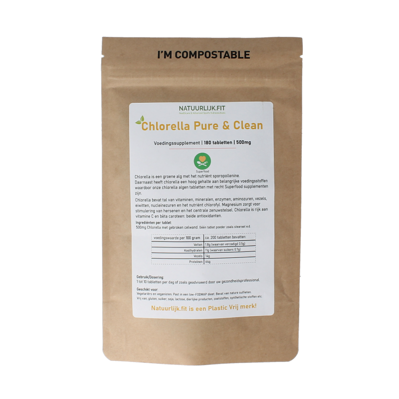 Natuurlijk.fit Chlorella pure & clean 500 mg 180 tabletten