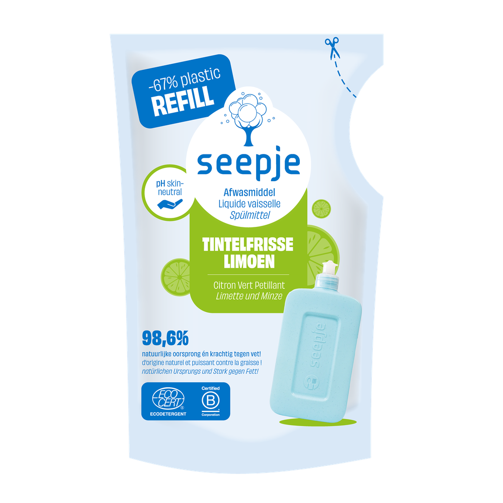 Seepje Afwasmiddel Refill 'Tintelfrisse Limoen Geur' 500 ml