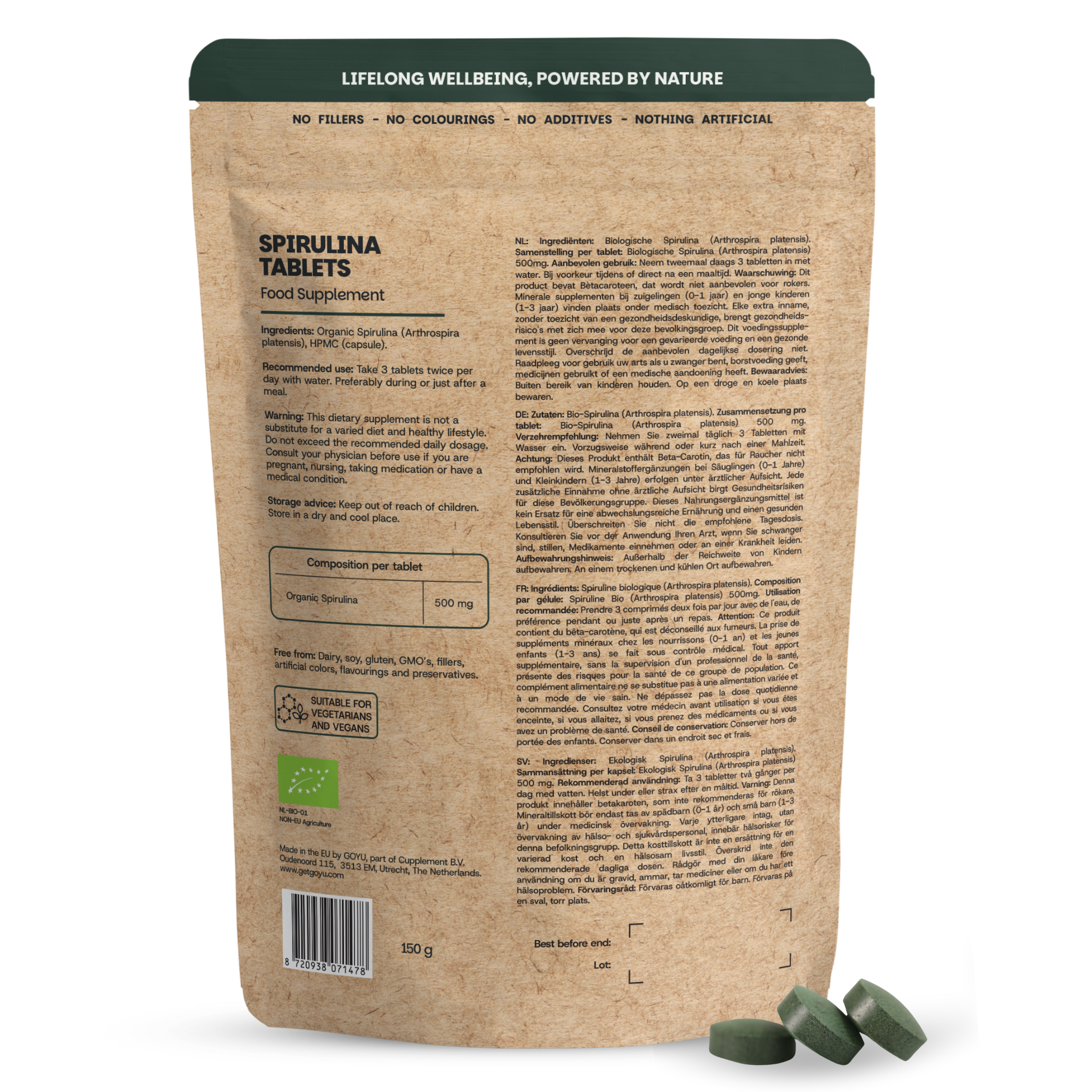 Goyu Spirulina 500 mg bio 300 tabletten