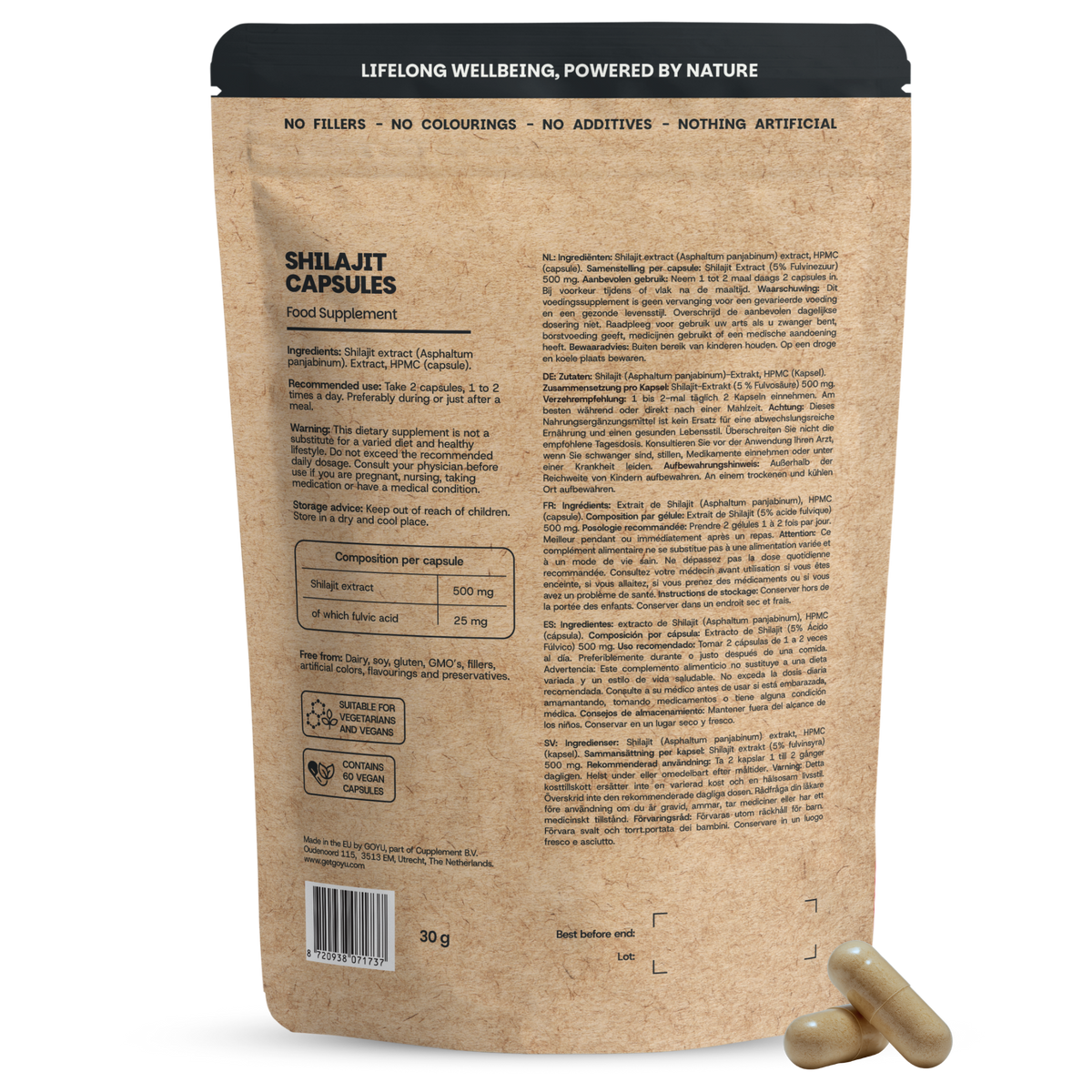Goyu Shilajit extract 5% 60 capsules (afbeelding 2)