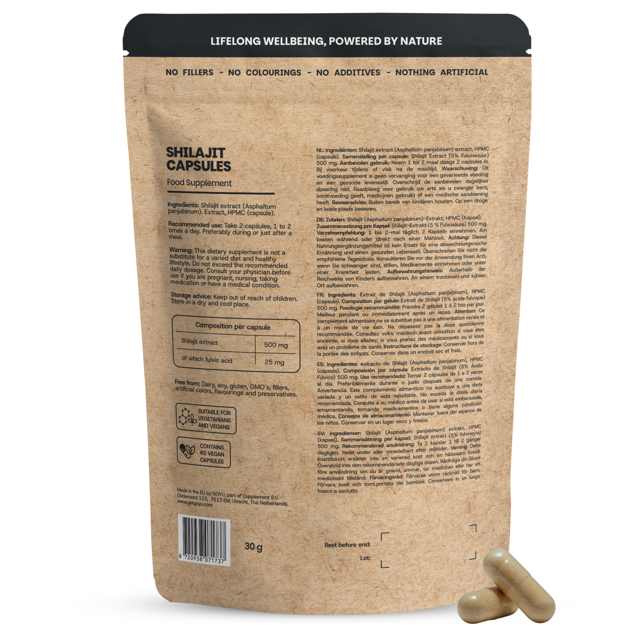 Goyu Shilajit extract 5% 60 capsules (afbeelding 2)