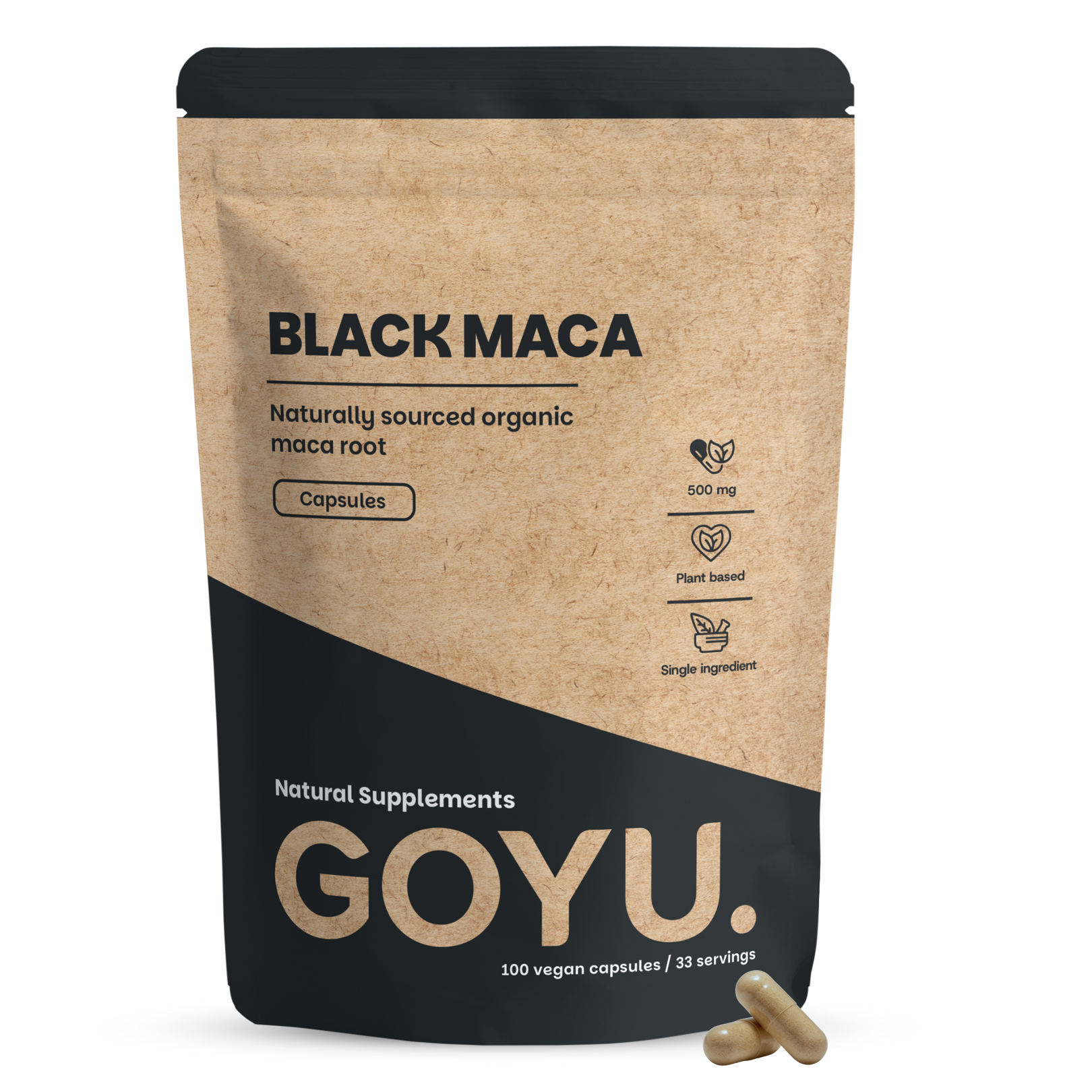 Goyu Zwarte maca 500 mg bio 100 capsules