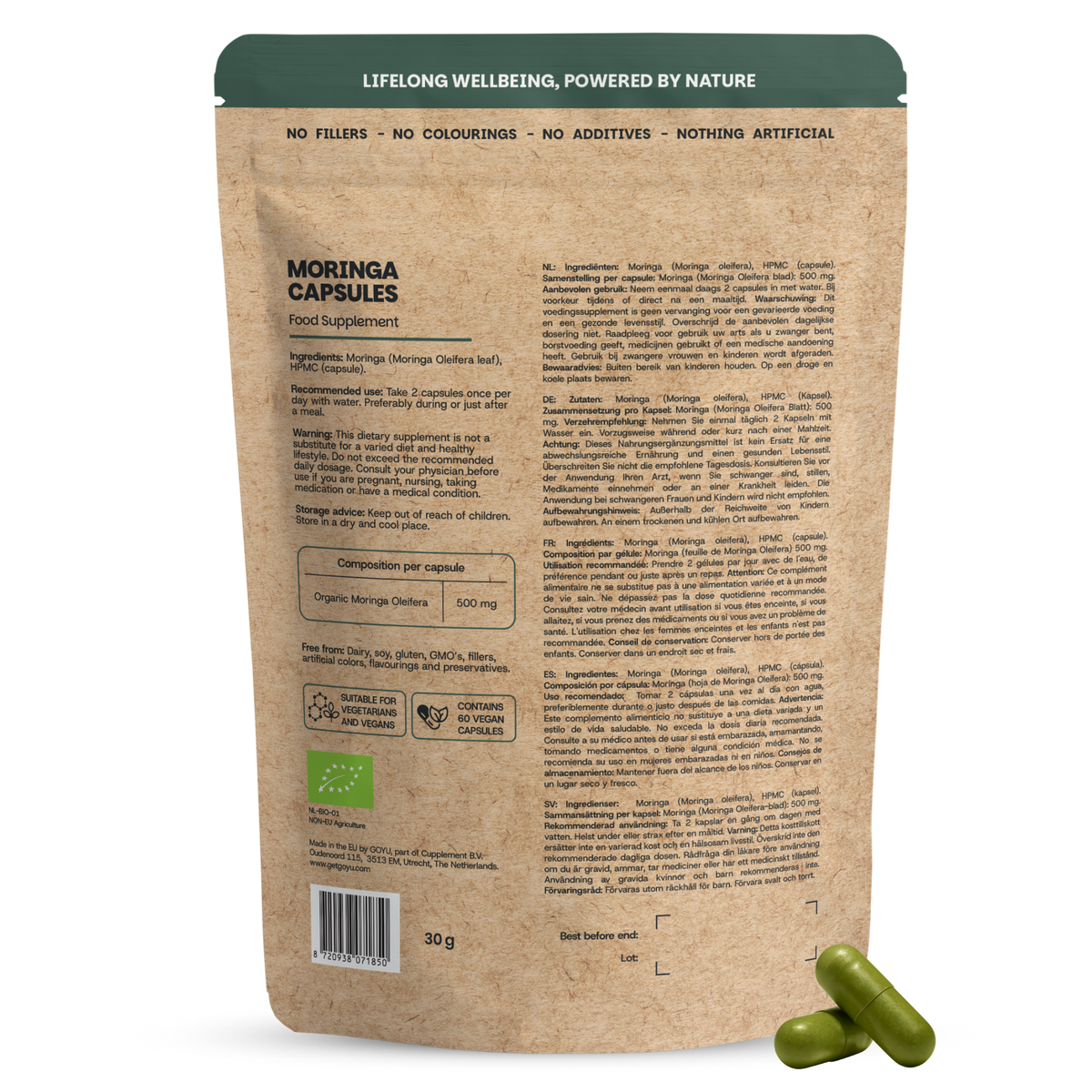 Goyu Moringa oleifera 500 mg bio 60 vcaps (afbeelding 2)