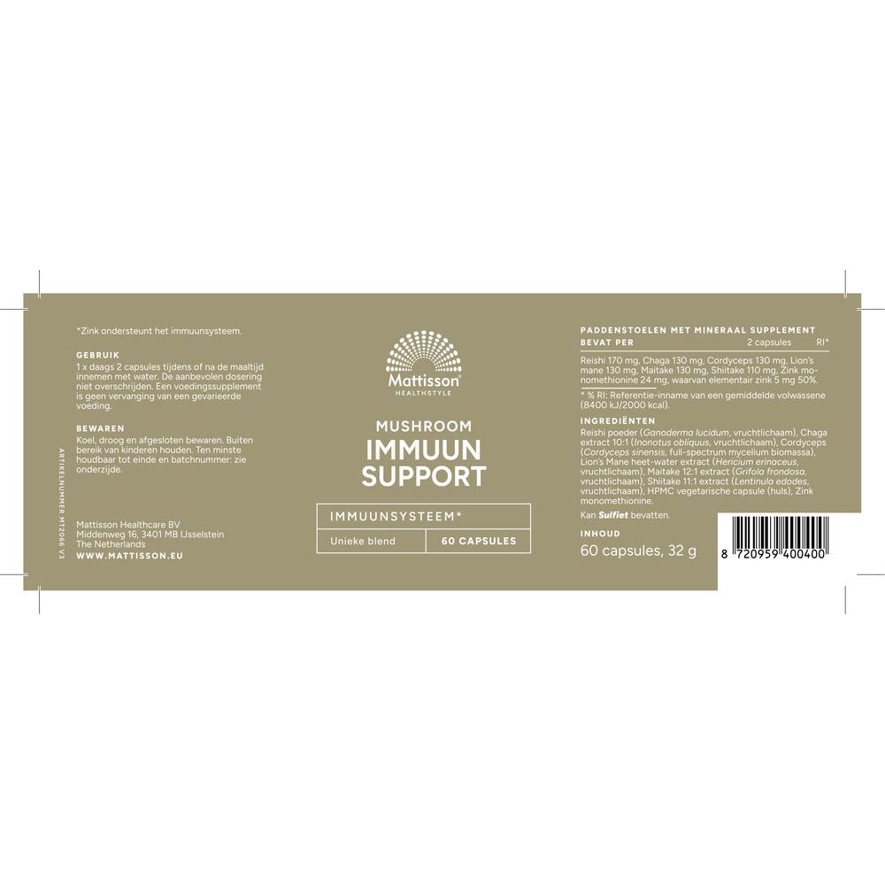 Mattisson Mushroom Immuun Support 60 capsules