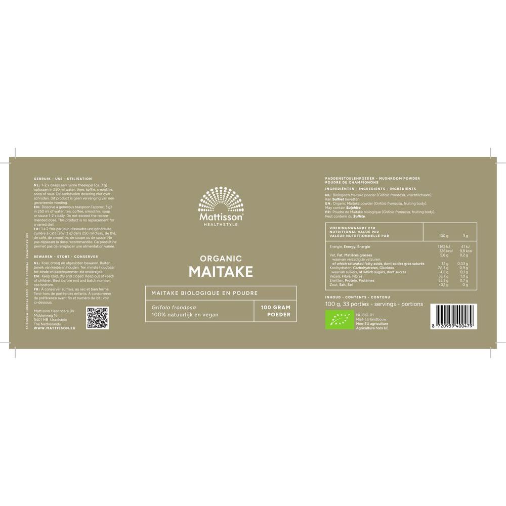 Mattisson Biologisch Maitake poeder 100 gram