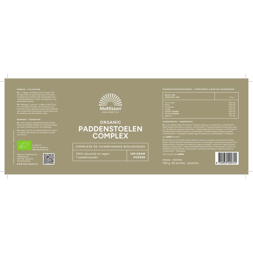 Mattisson Organic paddenstoelen complex 100 gram