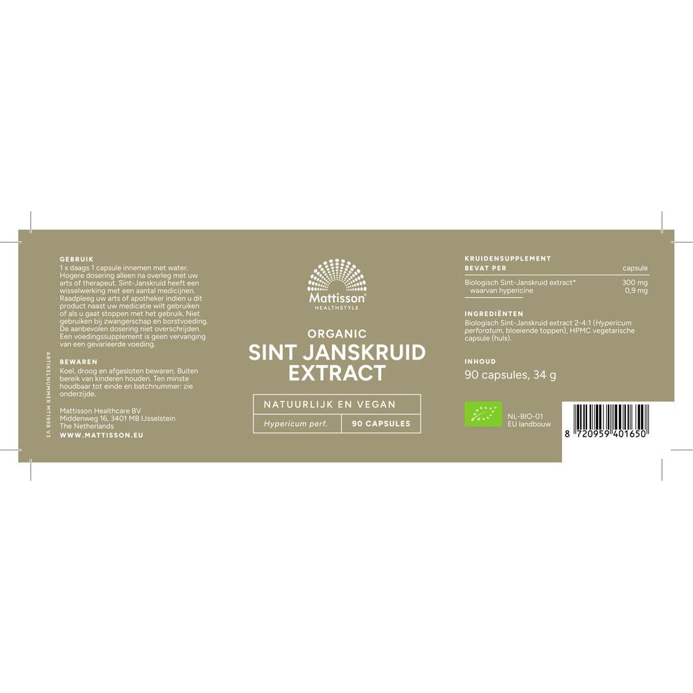 Mattisson Organic Sint Janskruid Extract 300 mg 90 vcaps