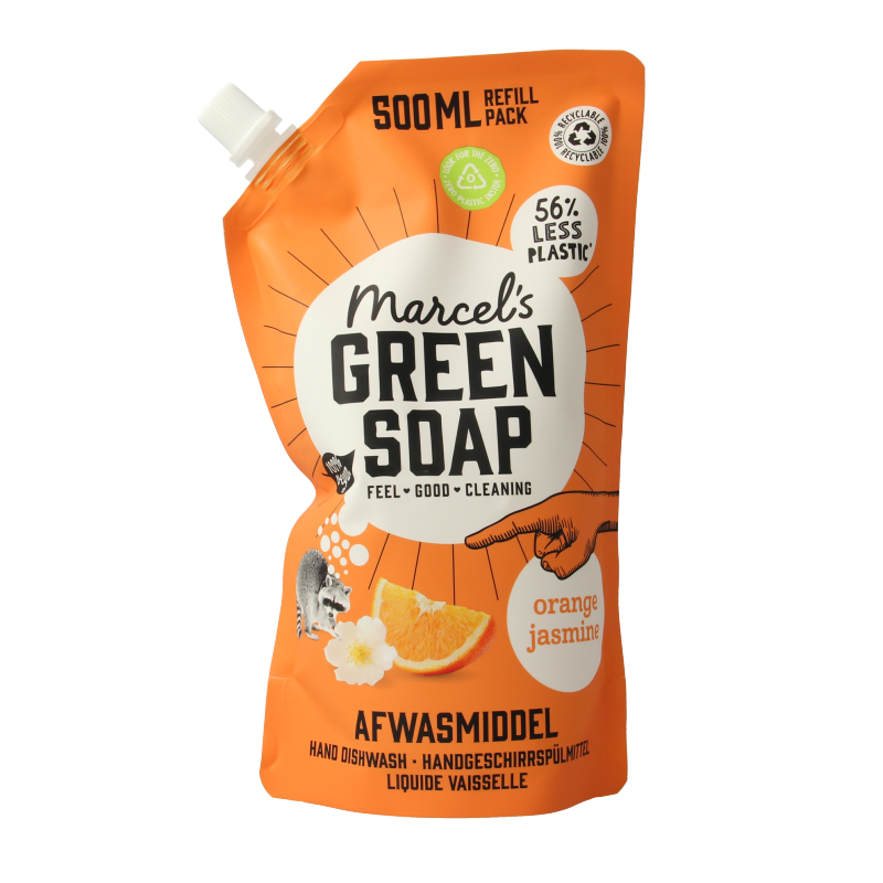 Marcels Green Soap Afwasmiddel sinaasappel & jasmijn navulling 500 ml