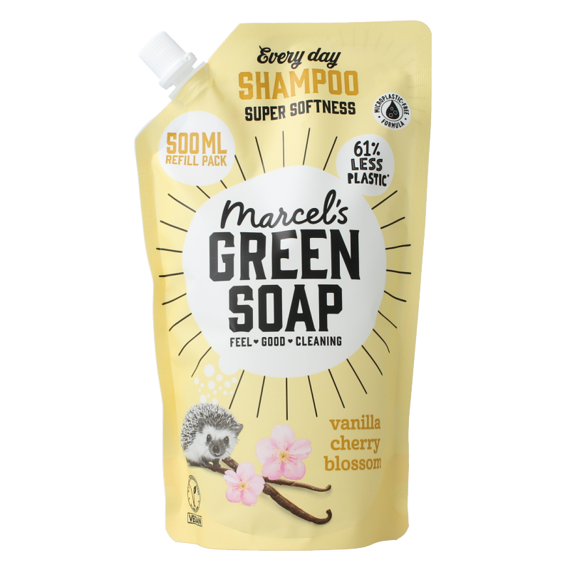 Marcel's Green Soap Shampoo vanille & kersenbloesem navulling 500 ml