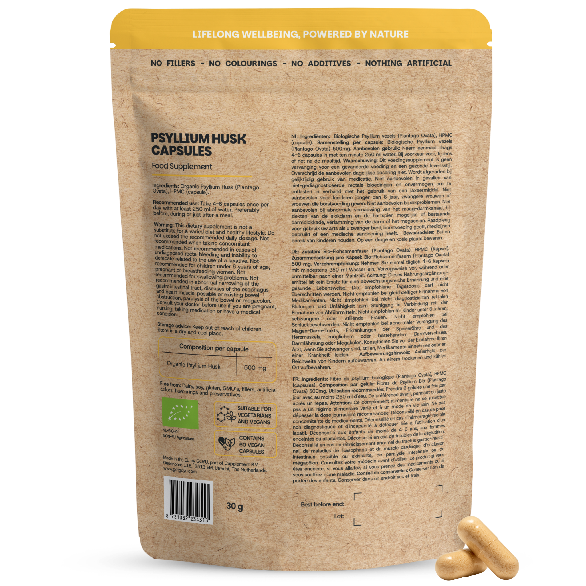 Goyu Psyllium husk vezels bio 60 capsules