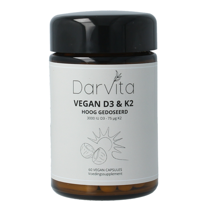 Darvita D3 & K2 3000 IU MCT-poeder (kokos) 60 vcaps