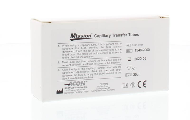 Mission Cholesterol capillary transfer tubes 50 stuks