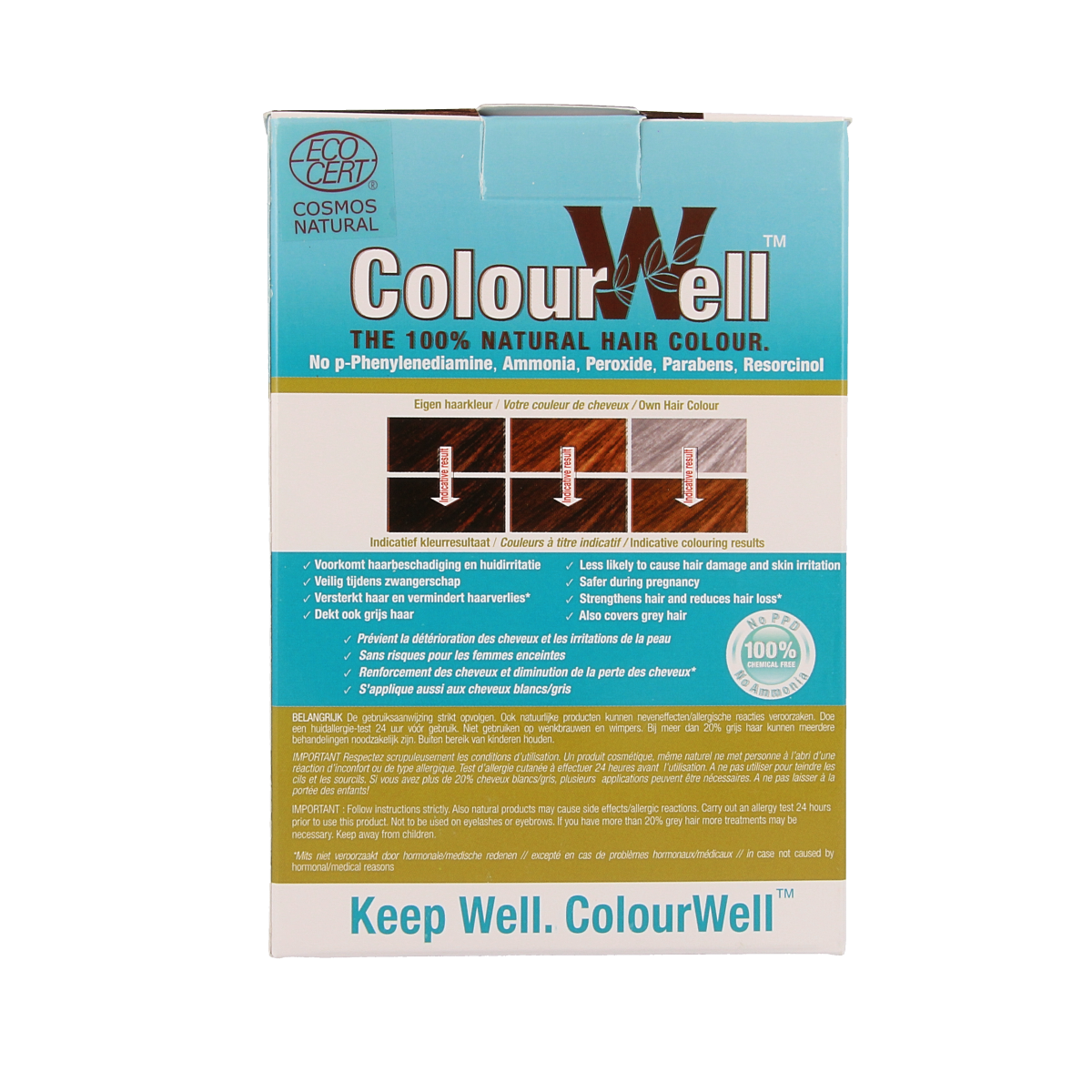 Colourwell 100% natuurlijke haarkleuring kastanje bruin 100 gram