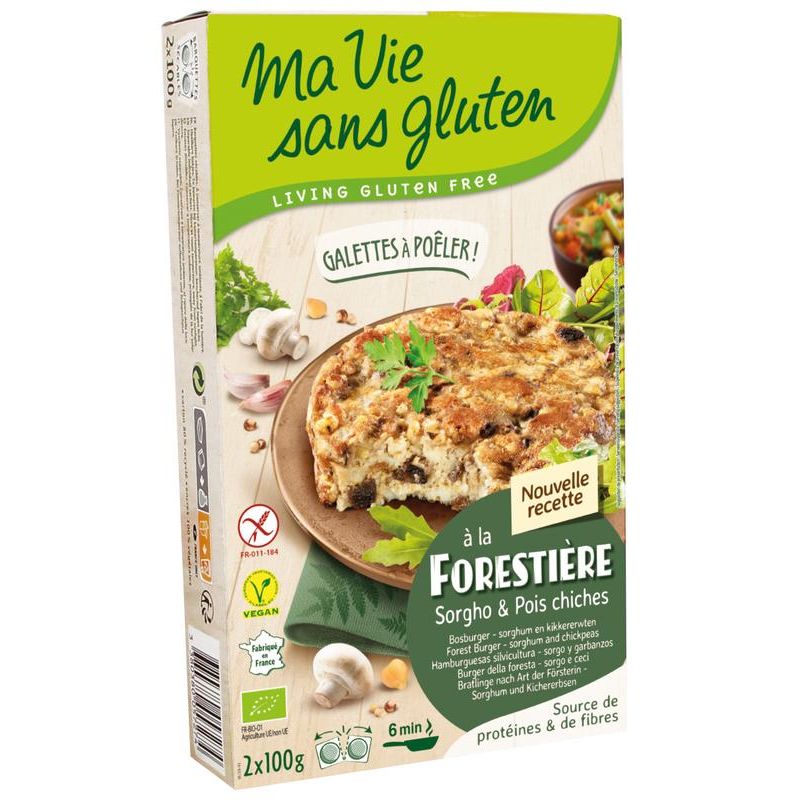 Ma Vie Sans Gluten Champignonburger kikkererwt 2x100 g 2 stuks