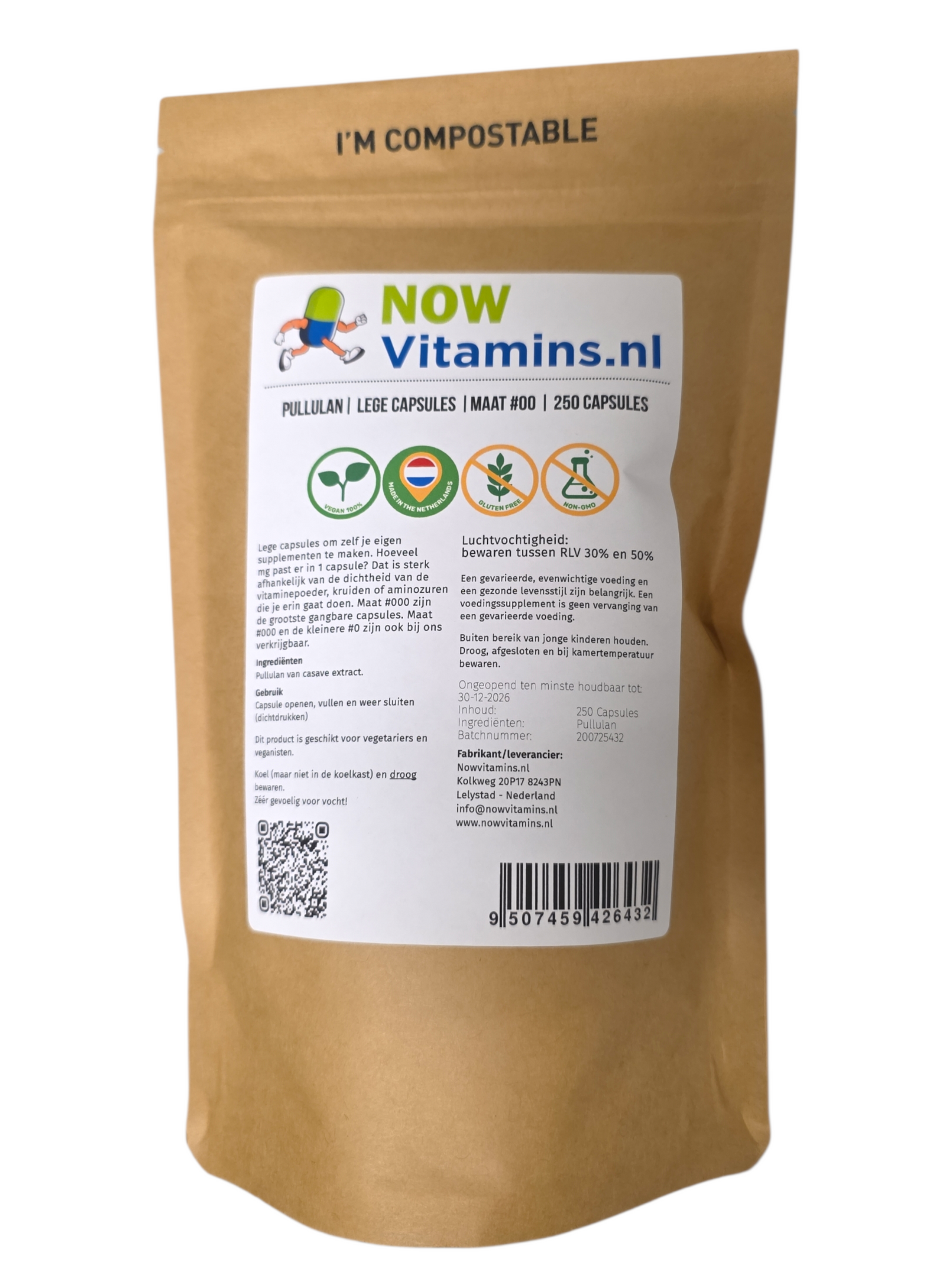 Vitarium Pullulan lege capsule mt 00 250 stuks