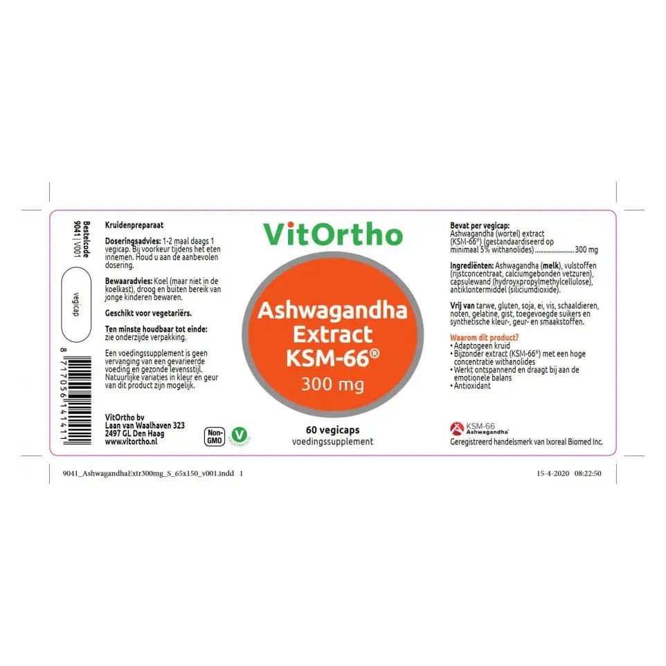 VitOrtho Ashwagandha extract 300 mg KSM-66 60 vcaps