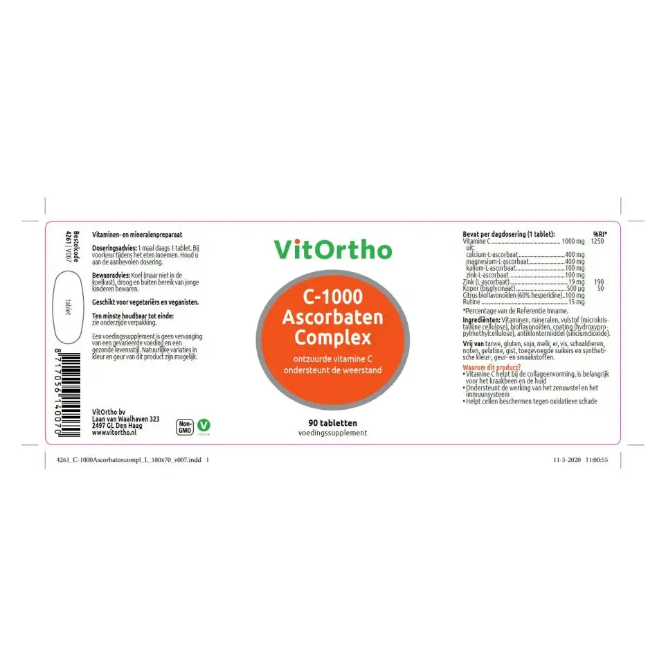 VitOrtho C-1000 Ascorbaten complex 90 tabletten