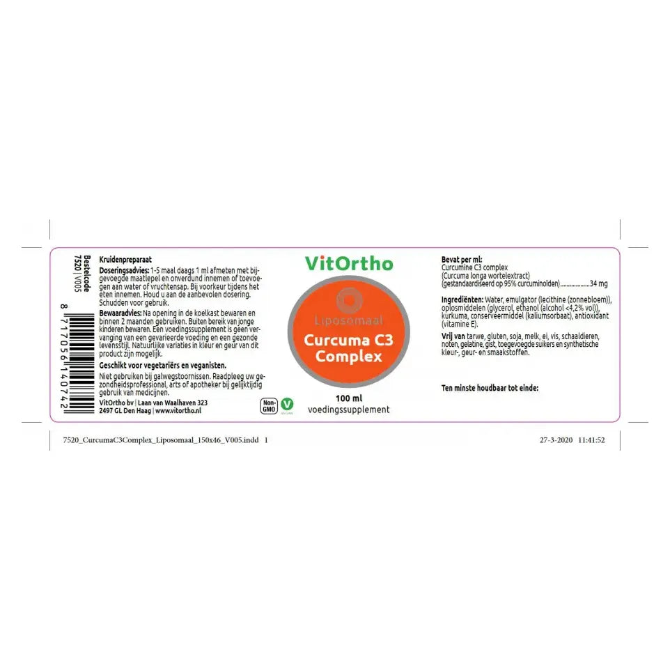 VitOrtho Curcuma C3 complex liposomaal 100 ml
