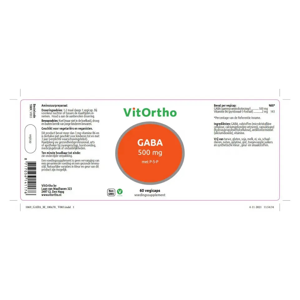 VitOrtho GABA 500 mg 60 vcaps
