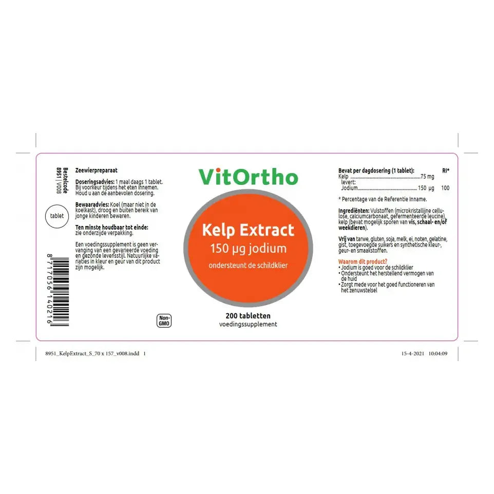 VitOrtho Kelp extract - 150 mcg jodium 200 tabletten