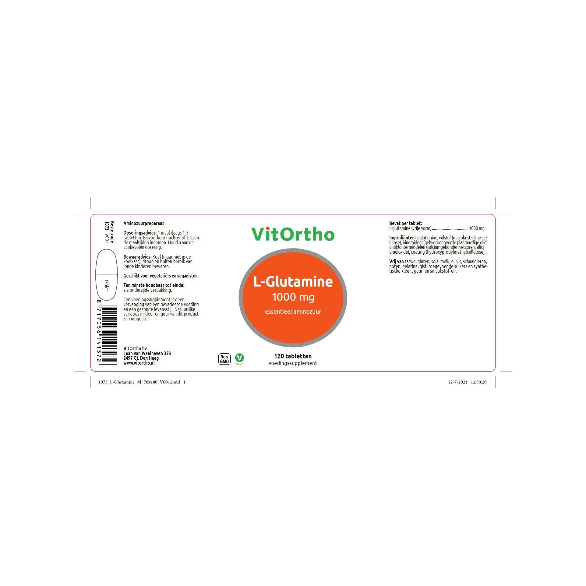 VitOrtho L-Glutamine 1000 mg 120 tabletten