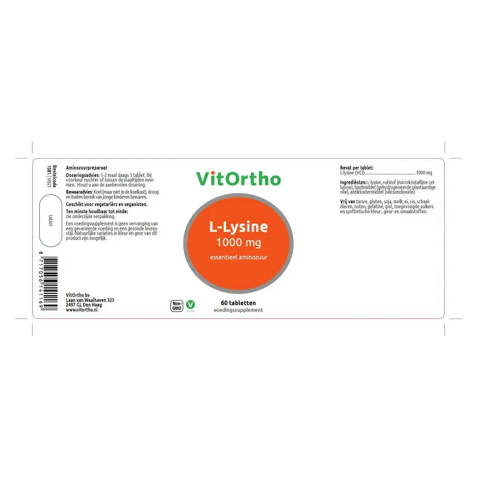 VitOrtho L-lysine 1000 mg 60 tabletten