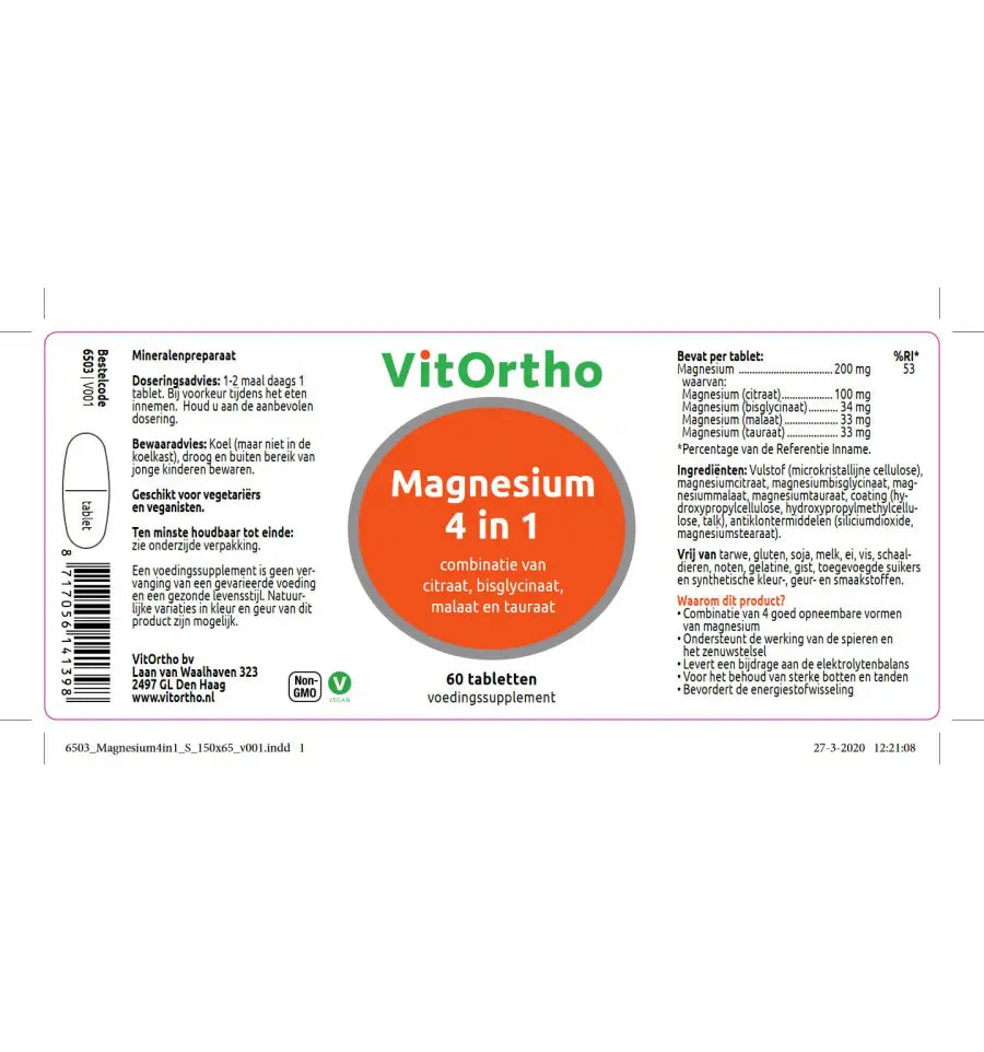 VitOrtho Magnesium 4 in 1 60 tabletten (afbeelding 2)