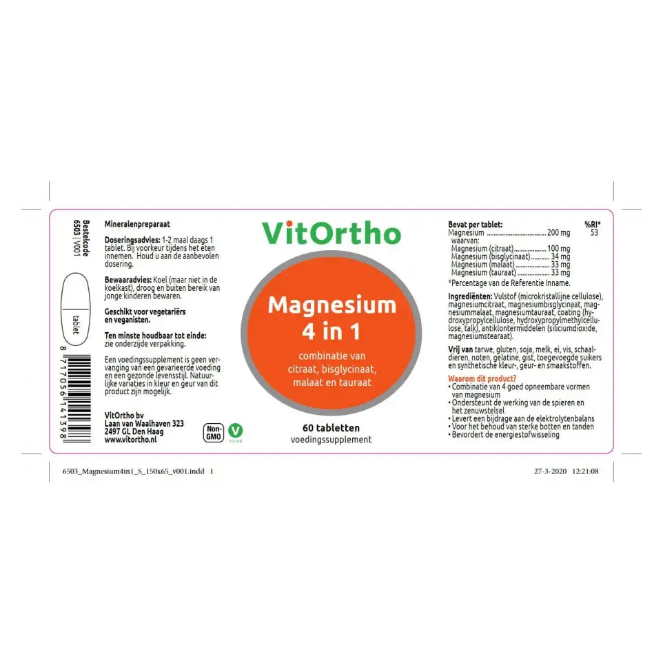 VitOrtho Magnesium 4 in 1 60 tabletten (afbeelding 2)