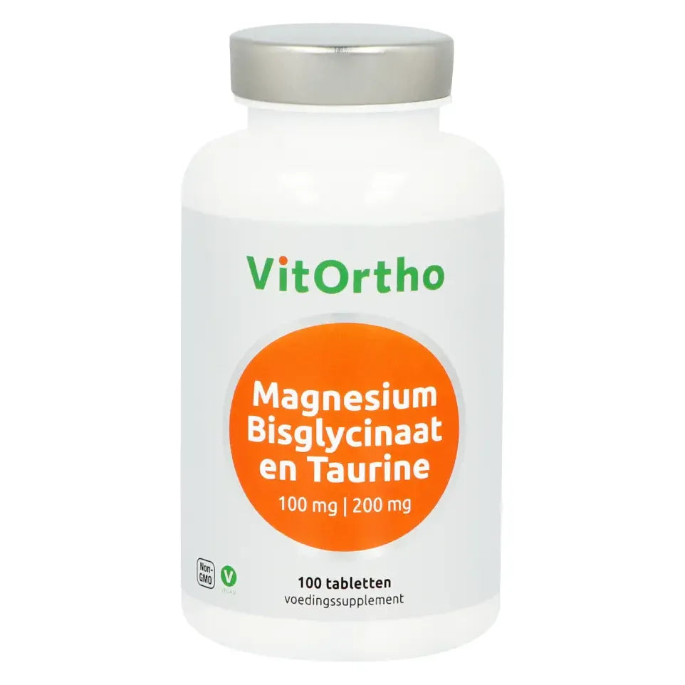 VitOrtho Magnesium bisglycinaat 100 mg en taurine 200 mg 100