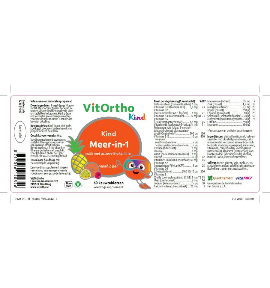 Vitortho Meer in 1 kind 60 kauwtabletten (afbeelding 2)
