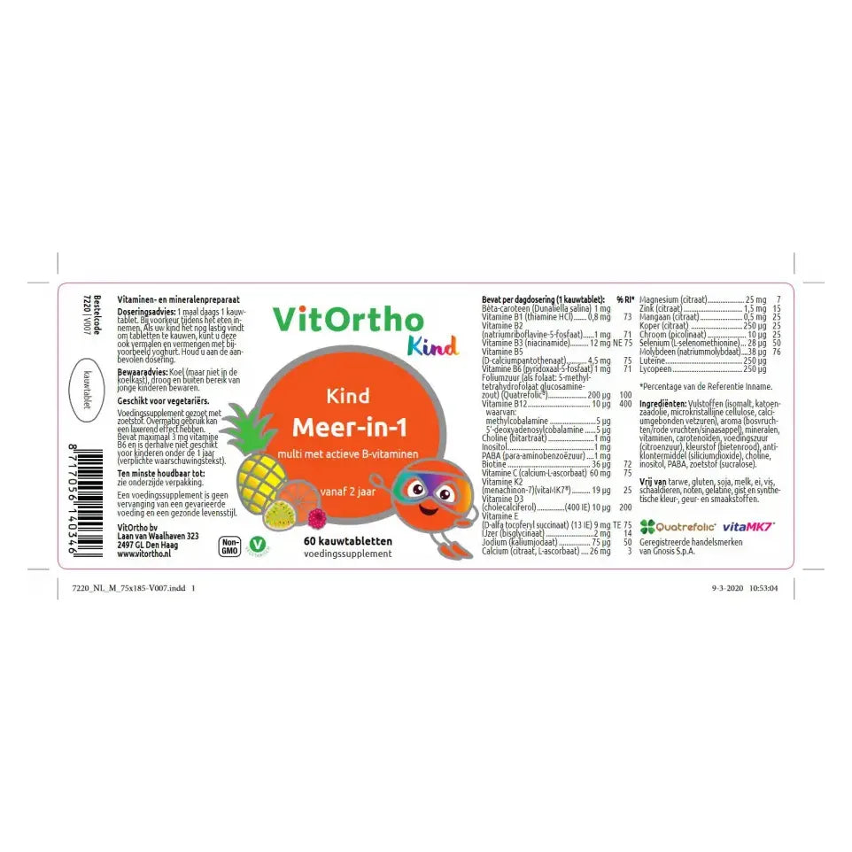 Vitortho Meer in 1 kind 60 kauwtabletten (afbeelding 2)