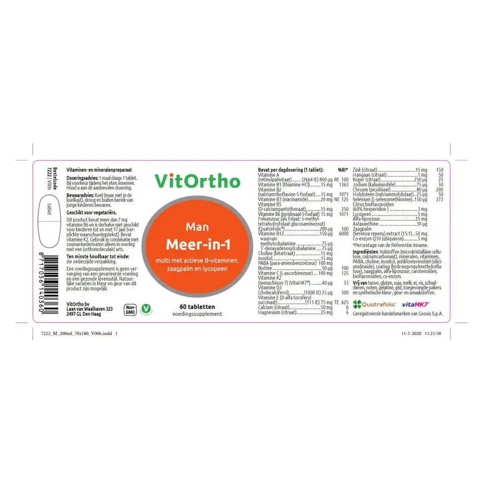 Vitortho Meer in 1 man 60 tabletten (afbeelding 2)