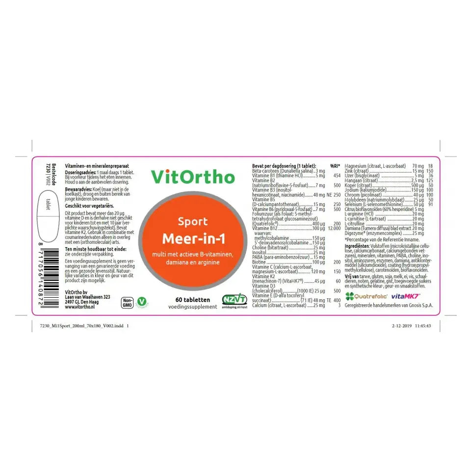 Vitortho Meer in 1 sport 60 tabletten (afbeelding 2)