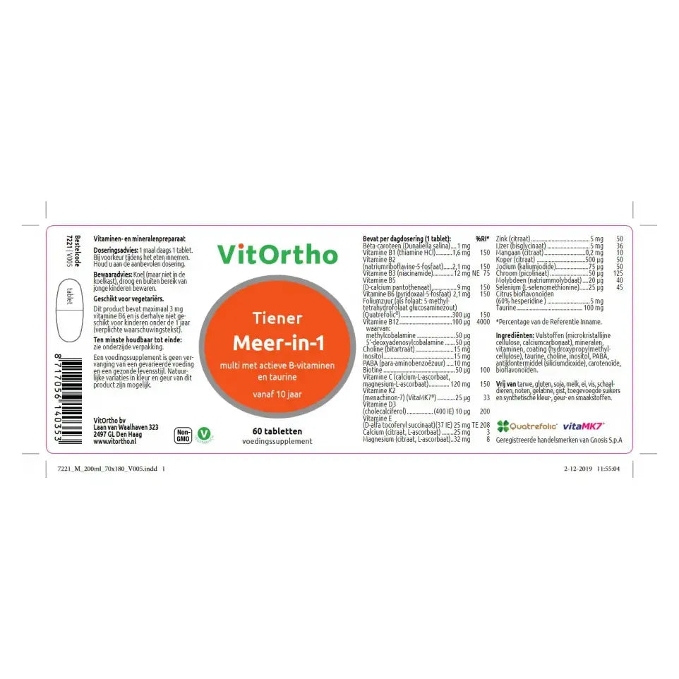 Vitortho Meer in 1 tiener 60 tabletten