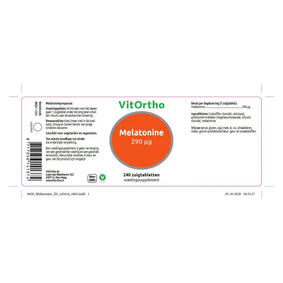 VitOrtho Melatonine 290 mcg 240 zuigtabletten