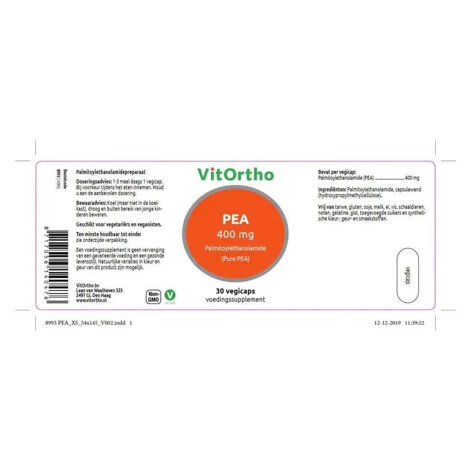 VitOrtho PEA 400 mg palmitoylethanolamide 30 vcaps (afbeelding 2)
