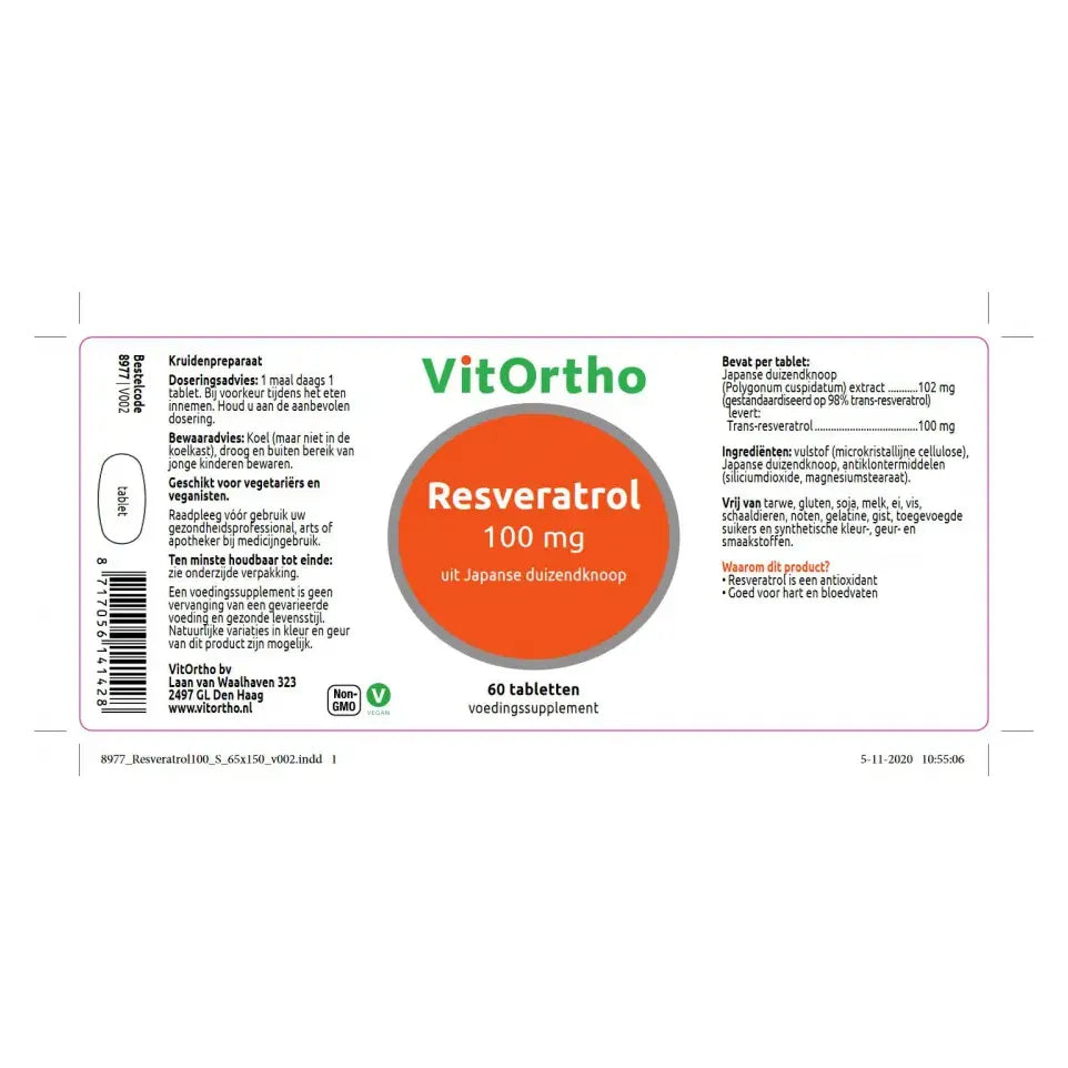 VitOrtho Resveratrol 100 mg 60 tabletten