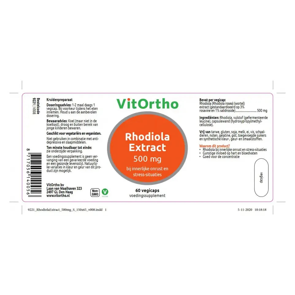 VitOrtho Rhodiola extract 500 mg 60 vcaps