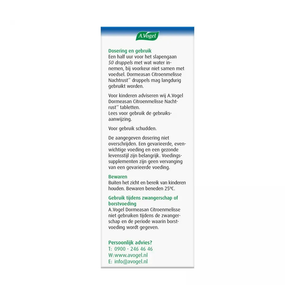 A.Vogel Dormeasan citroenmelisse nachtrust druppels 100 ml