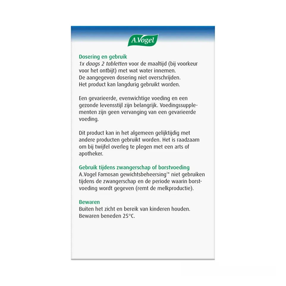 A.Vogel Famosan Overgang Gewichtsbeheersing 60 tabletten