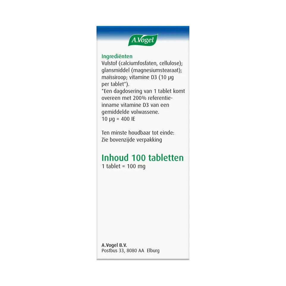 A.Vogel Vitamine D3 10ug 100 tabletten