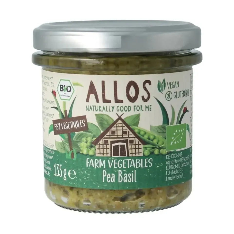 Allos Farm vegetables doperwten & basilicum 135 gram