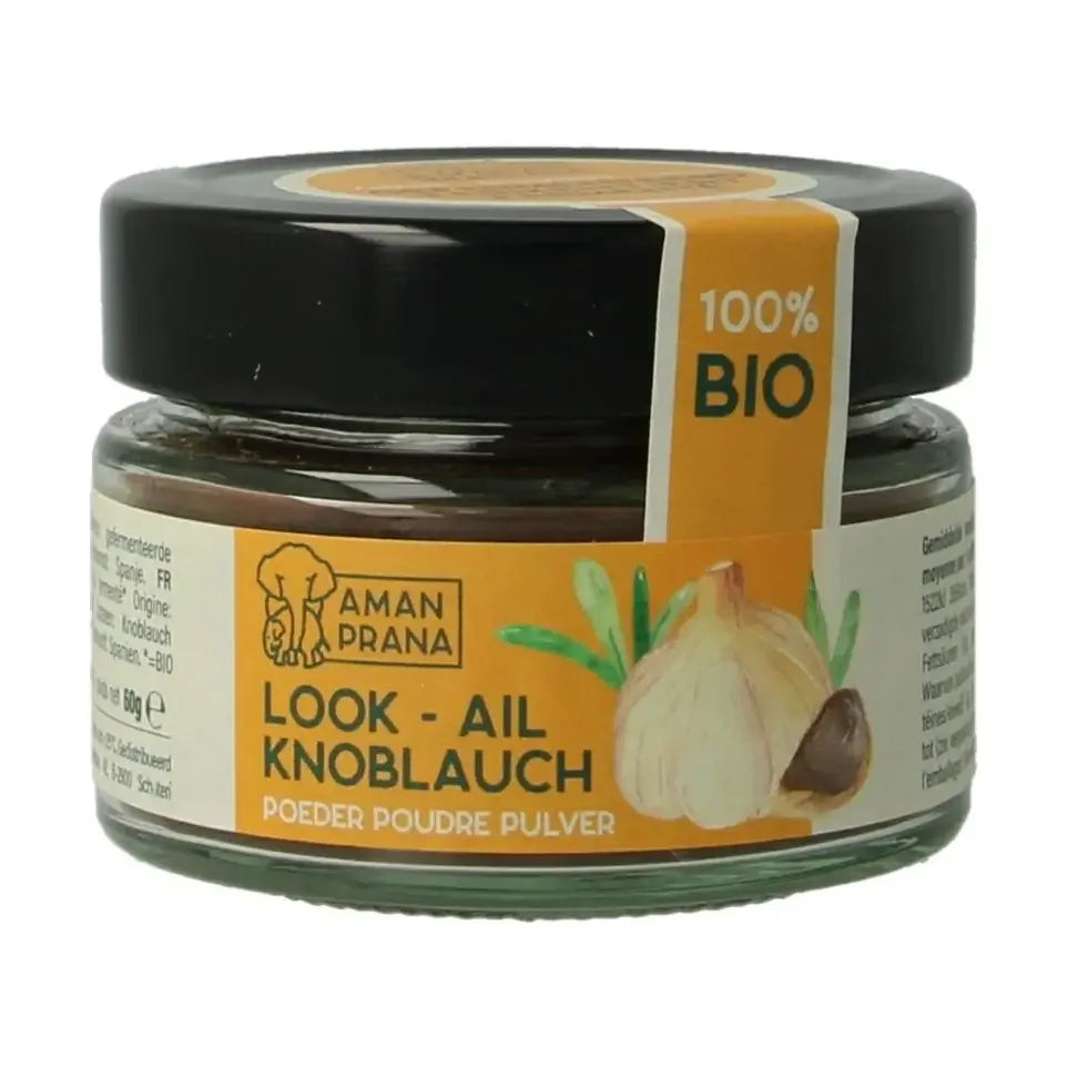 Amanprada zwarte knoflookpoeder biologisch 60 gram