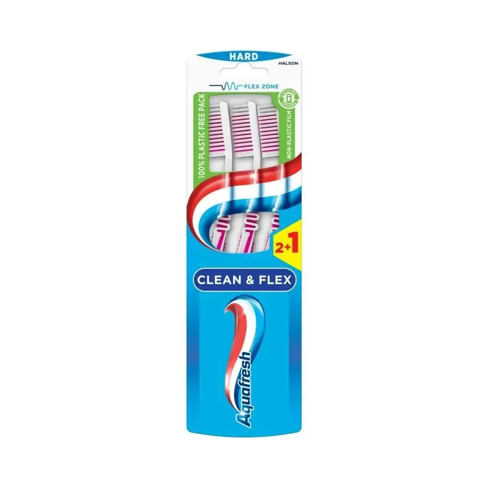 Aquafresh Tandenborstel clean & flex hard 3 stuks