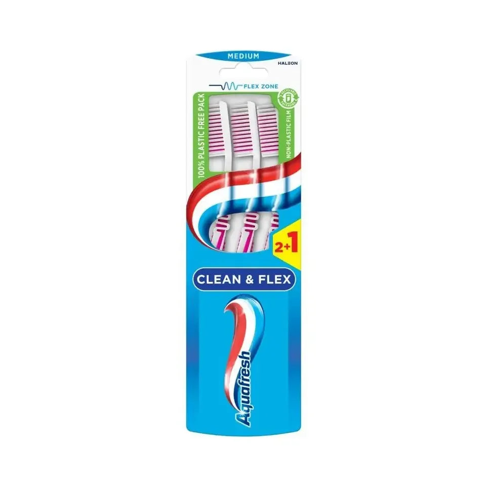 Aquafresh Tandenborstel clean & flex medium 3 stuks