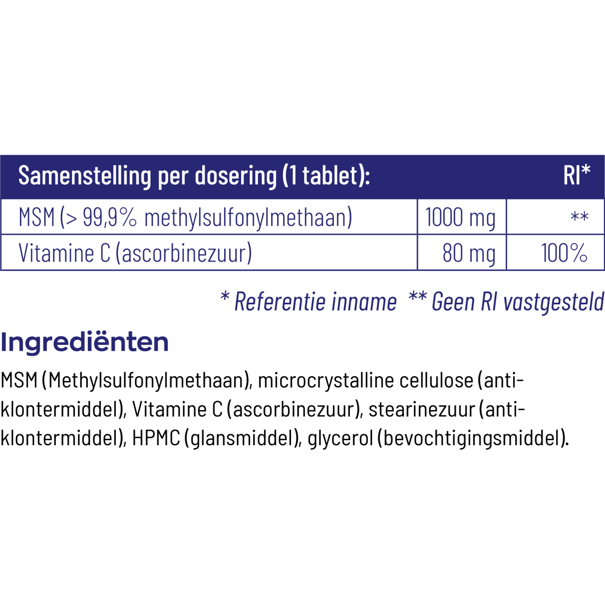 Vitakruid MSM met Vitamine C 120 tabletten