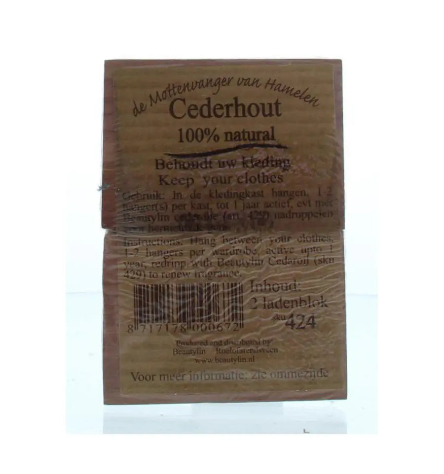 Beautylin Cederhout ladenblok 100% natuurlijk 2 stuks (afbeelding 2)