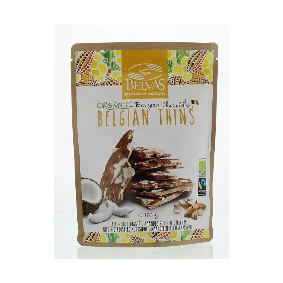 Belvas Thins melk kokos amandel 120 gram